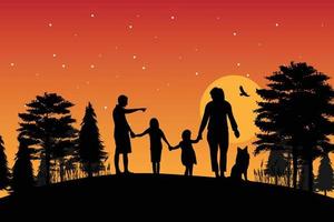 cute family silhouette illustration vector