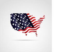 Mapa de la bandera de los Estados Unidos de América en un fondo geométrico, abstracto y aislado. vector