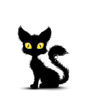 Black cat sitting isolated background. vector