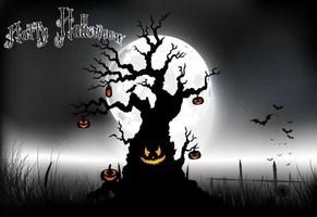 Halloween background on the full moon. vector