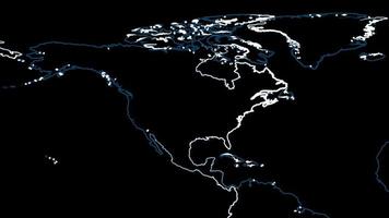 The continents of Earth outlined with animating white lines - Loop video