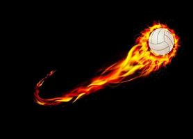 Fire burning volleyball with background black vector