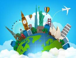 The concept of travel. famous monuments of the world vector