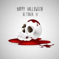 Halloween background Human skull on blood vector