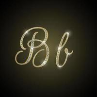 Shiny alphabet B of gold and diamond vector