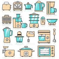 conjunto de iconos de electrodomésticos de cocina. símbolos de color vectorial con trazo editable vector