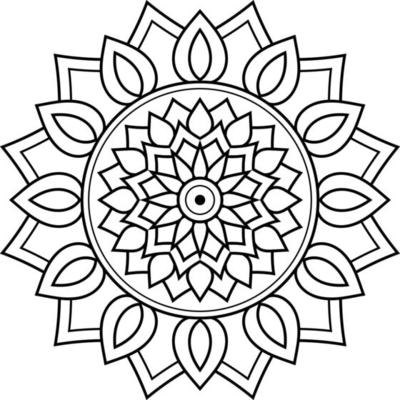 Circular pattern simple mandala for Henna, Mehndi, tattoo, card, print, cover, banner, poster, brochure, decoration in ethnic oriental style for coloring book page.