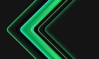 Abstract green neon light arrow direction geometric on grey design modern futuristic background vector