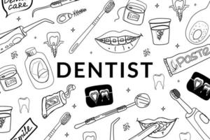 Cute vector alphabet Profession. Letter D - Dentist