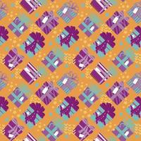 Seamless holiday pattern. Gift boxes with different prints and bows. Christmas, Valentine's Day. In fashionable gentle colors. vector