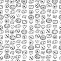 Seamless pattern of elements on a white background. Different buttons, different sizes. Handmade. Doodle style vector. vector