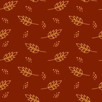 Wheat seamless pattern. Vector seamless pattern with silhouettes of wheat ears. Whole grain, natural, organic background for bakery package, bread products. Vector illustration. Corn texture.