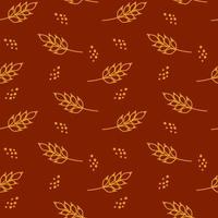 Wheat seamless pattern. Vector seamless pattern with silhouettes of wheat ears. Whole grain, natural, organic background for bakery package, bread products. Vector illustration. Corn texture.