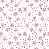 Seamless holiday pattern on white background. Cute stars and circles. Stars with different patterns. Doodle style vector. vector