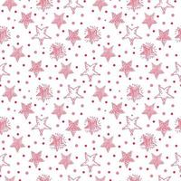 Seamless holiday pattern on white background. Cute stars and circles. Stars with different patterns. Doodle style vector. vector