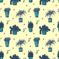 Seamless vector pattern with cactuses and succulents.