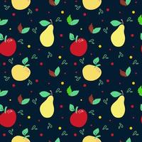Seamless pattern on a dark background. World Food Day. October 16. Vegetables and fruits, mushrooms, herbs and spices. Suitable for textiles and packaging. vector