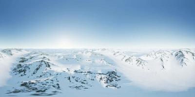 vr 360 aerial camera moving above antarctic landscape. ready for use in VR video