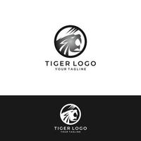 Tiger logo emblem template mascot symbol for business or shirt design. Vector Vintage Design Element.