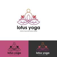 Human Yoga With Lotus Logo Design Template. vector