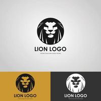 lion face from the side in black circle vector