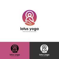 Human Yoga With Lotus Logo Design Template. vector