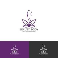 spa de belleza de loto, plantilla de logotipo de mujer de cosmética natural vector