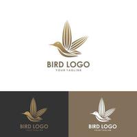 pájaro hoja logo vector icono línea arte esquema plantilla