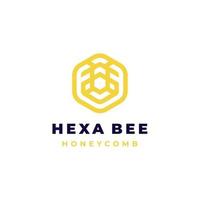 Abstract bee in hexagonal shape logo design vector