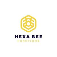 Abstract bee in hexagonal shape logo design vector