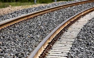 Railroad Tracks New Cement Ties photo