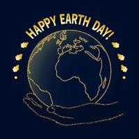 National Day of protection of the Earth, environment. Day of the ecologist. Symbolic image of a hand holding the globe in the palm of your hand. Oak leaves of golden color in a circle.  Vector