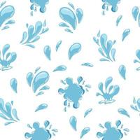 Water seamless pattern. Splashes and drops of water background. Ecology, nature. Perfect for design of gift wrap, textile, decoration, banner, poster, website, wallpapers. Vector cartoon illustration.