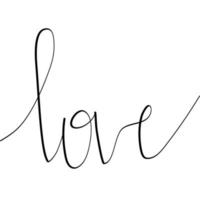 Isolated text love hand writing on white background vector