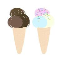 Vector illustration the ice cream cone in cartoon style on light background