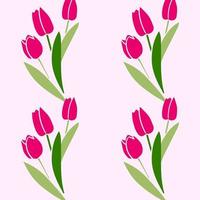 Vector Seamless pattern tulips pink color, Botanical Floral Decoration Texture. Wallpaper Background