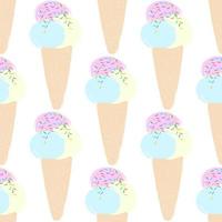 Vector seamless pattern illustration the ice cream in cartoon style pastel color in white background