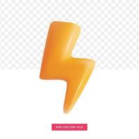 thunder bolt 3d. cute cartoon stlye. 3d cartoon icon. vector