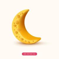 cute yellow cheese moon for ramadan kareem islamic design element vector