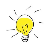 Hand drawn vector light bulb icon with concept of idea