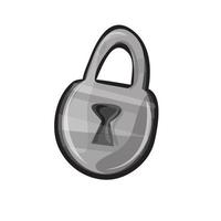 Game icon of padlock in cartoon style. Bright design for app user interface vector