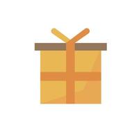 caja presente o paquete de papel de regalo icono vector plano dibujos animados aislado en blanco