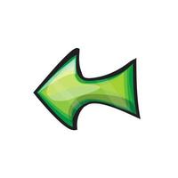 Left abstract arrow sign in green color for ui, app, games. Cartoon icon vector