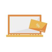 Bonus card and laptop. Flat design, vector element for online shop