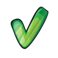 icono de botón de verificación verde. diseño de ilustración vectorial estilo de dibujos animados vector