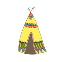 un wigwam indio. tipi vectorial en estilo garabato. objeto aislado en blanco vector