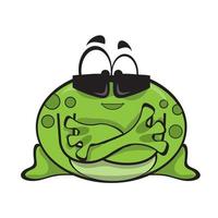 Cartoon frog character wearing sunglasses with crossed arms