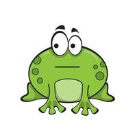 Cute green frog with indifferent emotion. The frog looks to the side. vector