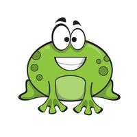 Cute green frog, cartoon character isolated on white background