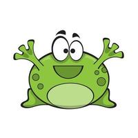 Cute green frog, cartoon character isolated on white background